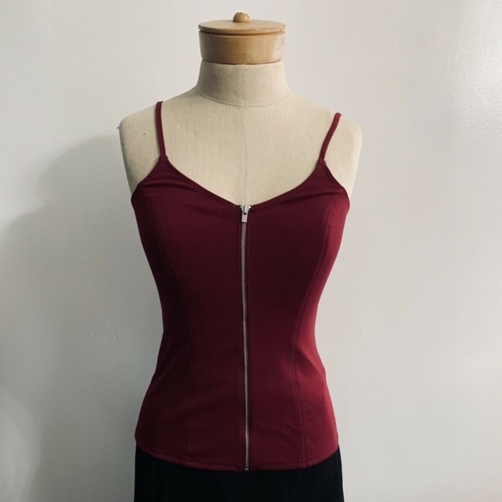 EXPRESS Burgundy Red Zipper Front Cami